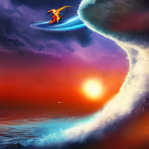 Image similar to space wave surfer, digital art, trending on, matte painting