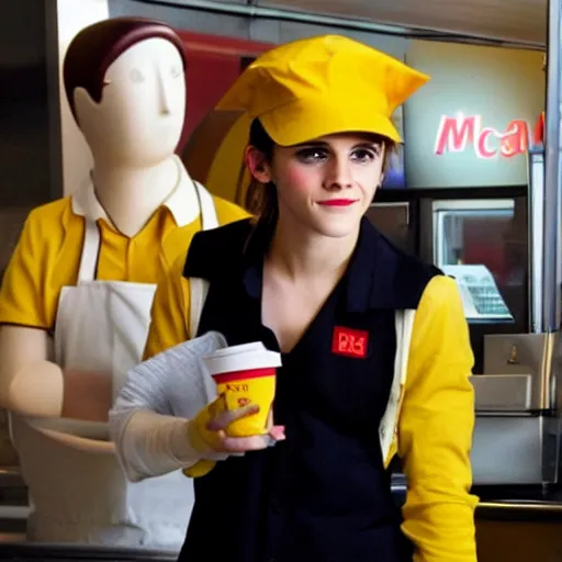 Prompt: emma watson as a mcdonalds worker