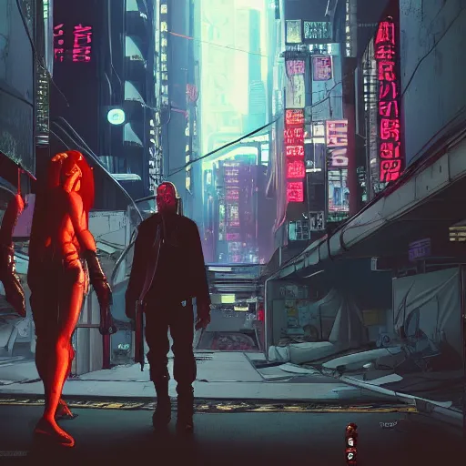 Prompt: cyberpunk sonny barger and hunter thompson, ghost in the shell, anime key visual, wit studio official media, cyberpunk wired city, smoke and rubble, high detail