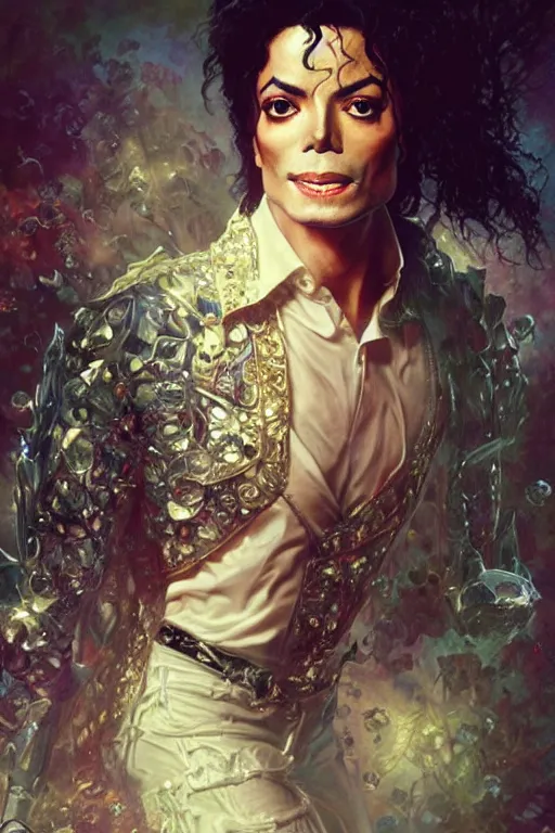 Prompt: michael jackson portrait, fantasy, regal, intricate, by stanley artgerm lau, greg rutkowski, thomas kindkade, alphonse mucha, loish, norman rockwell