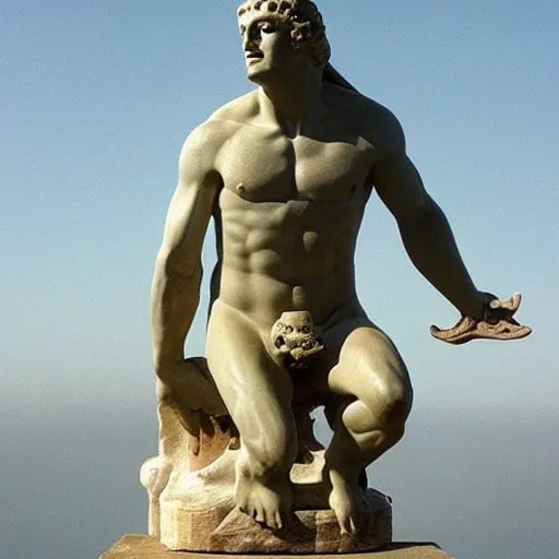 Image similar to greek statue of a buff frog