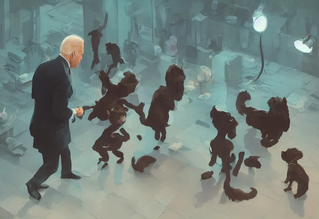 Prompt: joe biden shakes hands with catgirl, epic debates, presidental elections candidates, cnn, fox news, fantasy, by atey ghailan, by greg rutkowski, by greg tocchini, by james gilleard, by joe gb fenton, dynamic lighting, gradient light green, brown, blonde cream, salad and white colors in scheme, grunge aesthetic