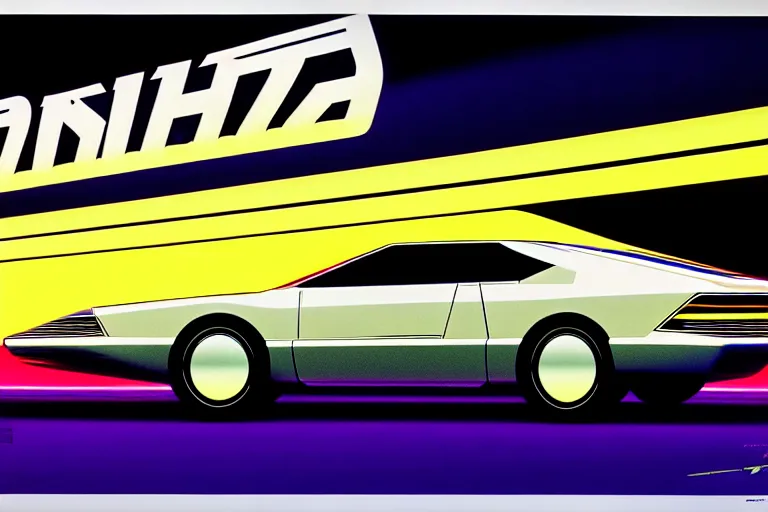 Image similar to designed by syd mead stylized poster of a single toyota soarer concept, thick neon lights, ektachrome photograph, volumetric lighting, f 8 aperture, cinematic eastman 5 3 8 4 film