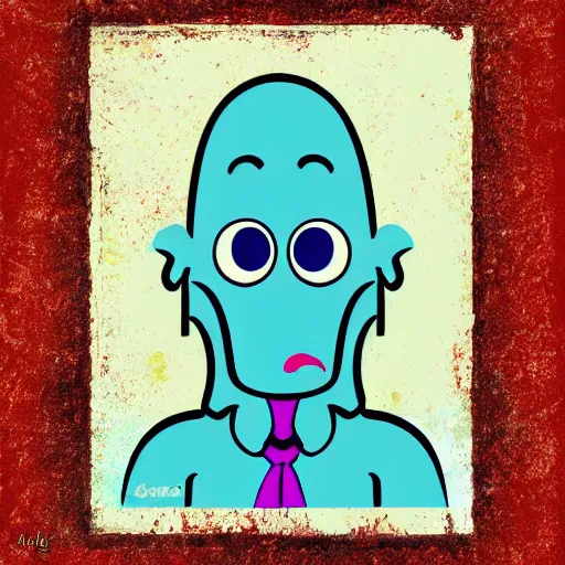 Prompt: handsome squidward portrait, realistic, pop art, vivid