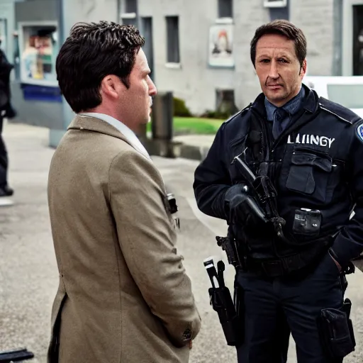 Prompt: a criminal being interviewed on the set of 'line of duty', photorealistic, 4k