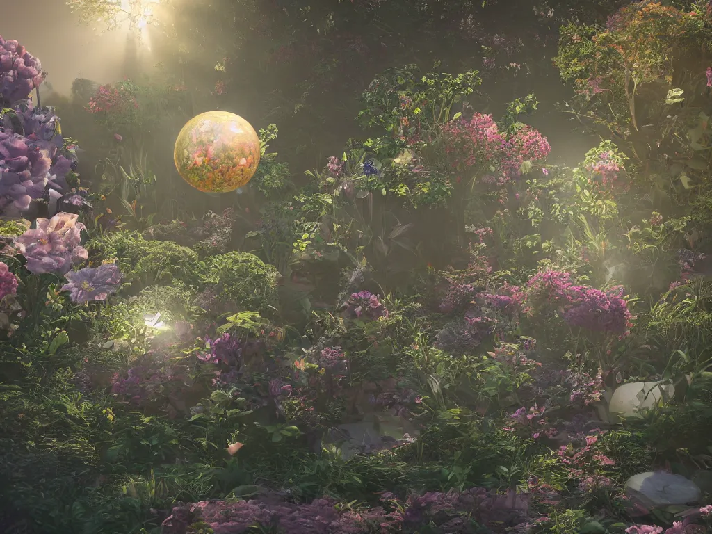 Image similar to 3 d render, sunlight study, the universe is a spheroid region 7 0 5 meters in diameter, art nouveau, by rachel ruysch and ( ( ( ( ( lisa frank ) ) ) ) ), 8 k, sharp focus, octane render