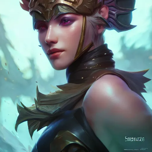 Image similar to league of legends portrait, au naturel, hyper detailed, digital art, trending in artstation, cinematic lighting, studio quality, smooth render, unreal engine 5 rendered, octane rendered, art style by klimt and nixeu and ian sprigger and wlop and krenz cushart.