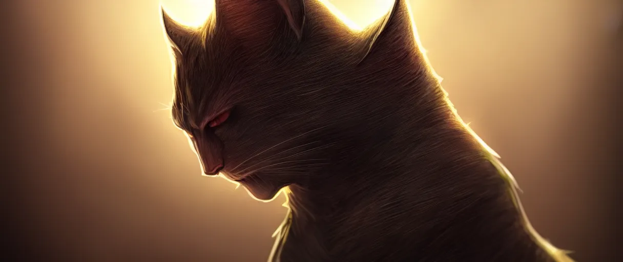 Image similar to hyperrealistic hyper detailed choonky catman graphic novel concept art james paick sharp cinematic lighting 8k low angle shallow depth of field