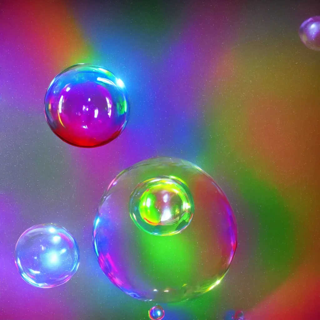 Image similar to rainbow soap bubble, hyper realistic, reflection, focus, magical, cryengine cg, 3 d, rendering, unreal engine