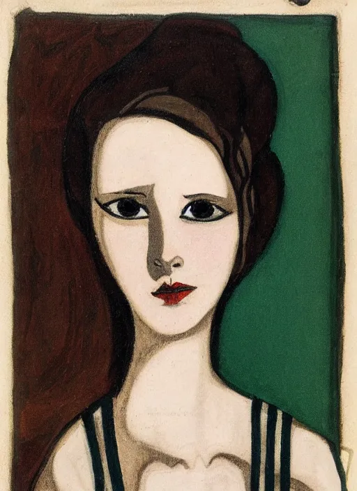 Image similar to a portrait of a pretty sewer punk young lady by alice bailly