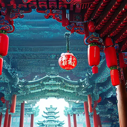 Image similar to jin ancestral temple temple in taiyuan china by anato finnstark, by alena aenami, by john harris, by ross tran, by wlop, by andreas rocha