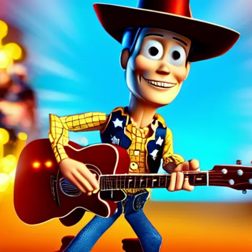 Image similar to flash photography of sheriff woody at a moshpit in local rock band