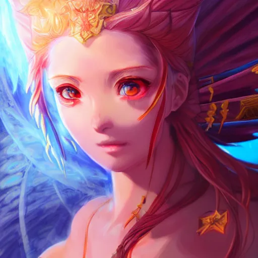 Image similar to anime portrait of Aphrodite as a shaman yedi using dark force to eliminate trump as an anime antagonist by Stanley Artgerm Lau, WLOP, Rossdraws, James Jean, Andrei Riabovitchev, Marc Simonetti, and Sakimichan, trending on artstation