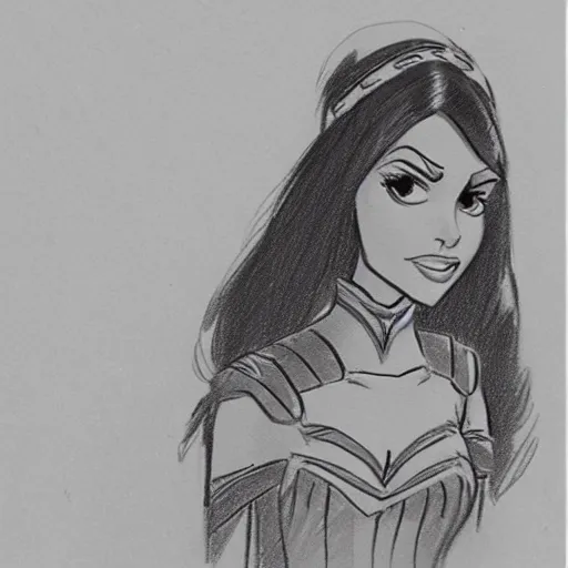 Image similar to milt kahl sketch of victoria justice as princess padme from star wars episode 3