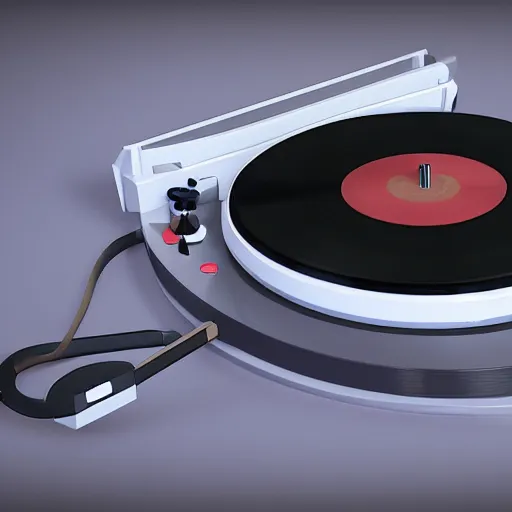 Prompt: a turntable with a needle on top of kiwi vinyl, a low poly render by tim biskup, featured on polycount, computer art, sketchfab, rendered in maya, voxel art