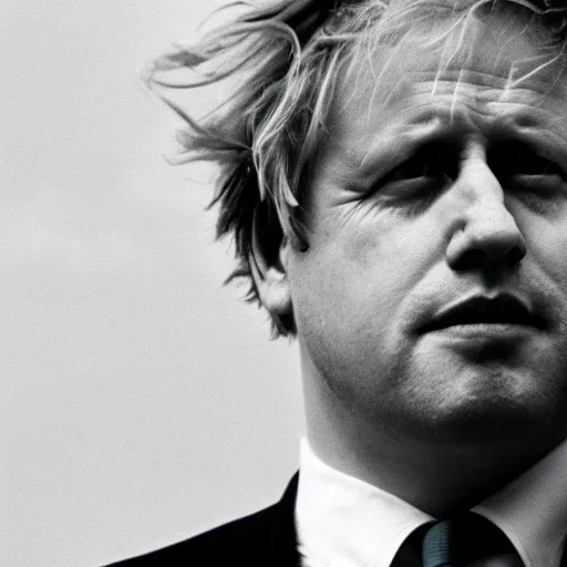 Prompt: 35mm film still of Boris Johnson, figure portrait