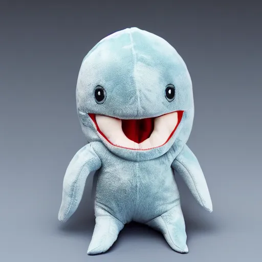 Prompt: a happy dolphin, plush doll, 8k