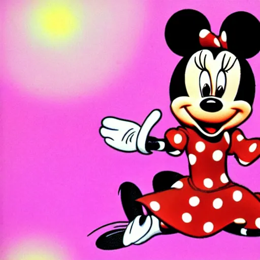Prompt: minnie mouse having a psychedelic dmt mushroom lsd trip