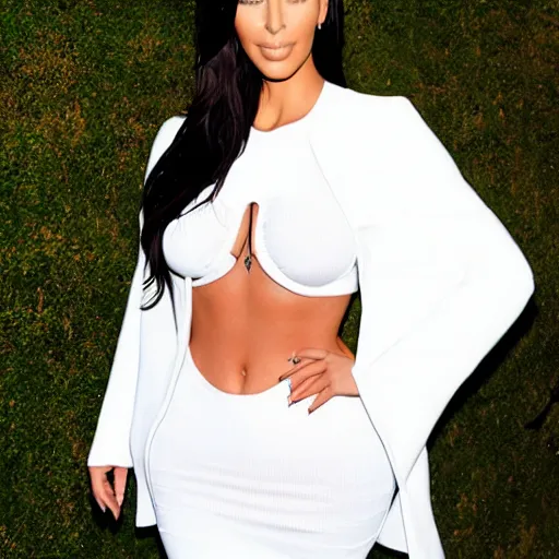 Image similar to kim kardashian with enhanced body features