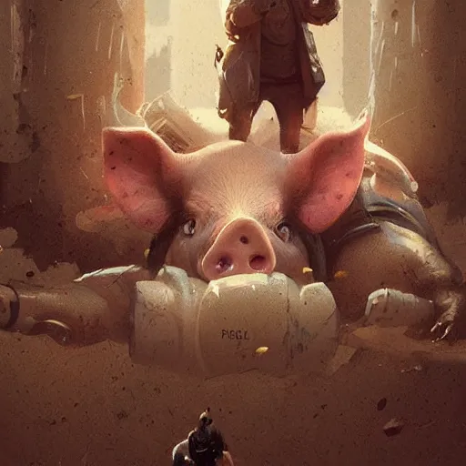 Image similar to 🐷🍺,digital Art, Greg rutkowski, Trending artstation,cinematic