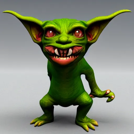 Image similar to poorly rendered 3 d adorable goblin