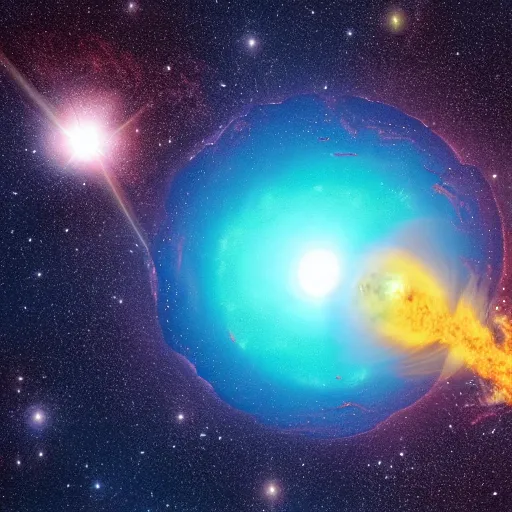 Image similar to Picture of exploding blue hypergiant Star ultrarealistic