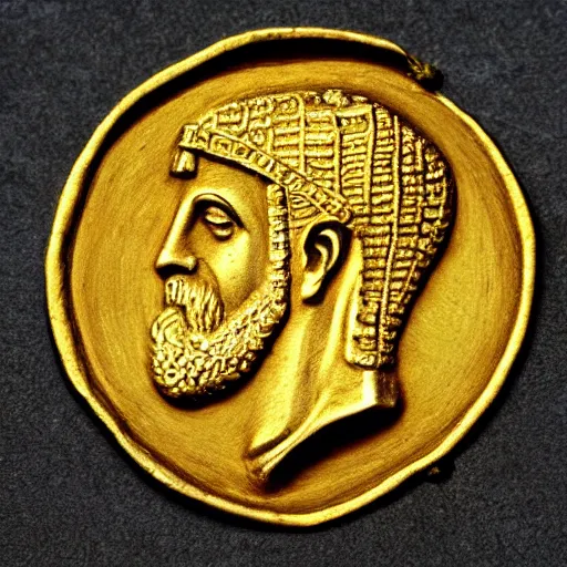 Prompt: 4 th century gold solidus coin of king arthur, today's featured photograph 4 k