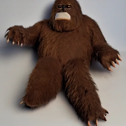 Image similar to stuffed animal sasquatch, high detail, realistic, 4 k,