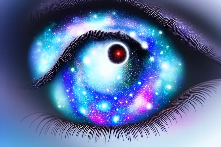 Image similar to a small galaxy inside of an eye, beautiful eye, eye, eye of a woman, realistic, ultra realistic, macro, beautiful, digital art, trending on artstation