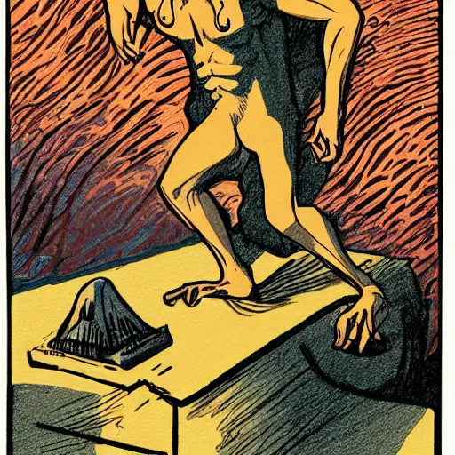 Image similar to A satyr scribe, by Terry Oakes, Art Spiegelman, Strobe light, Dynamic Perspective, Half rear lighting, High dynamic range, Noon