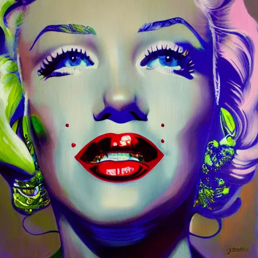 Image similar to marilyn monroe detailed oil painting by james jean