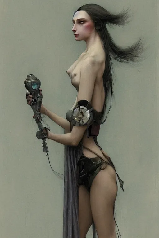 Image similar to fullbody or portrait, simple raven, perfect future, award winning art by santiago caruso, iridescent color palette, by wlop and karol bak and bouguereau and viktoria gavrilenko, 1 9 7 0 s retro future robot android. muted colors