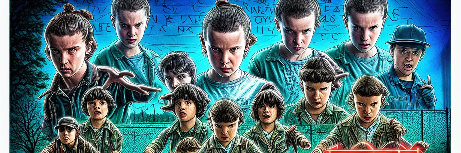 Prompt: ultra realistic stranger things poster, HD, HQ,