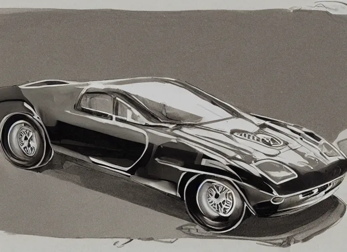 Prompt: knight rider kitt car, speed racer mach 5 car, car concept art in the style of dieter rams and syd mead