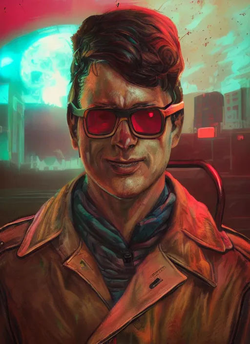 Prompt: A comic book style portrait painting of a vintage Mac in a post apocalyptic setting, with a psychedelic mushroom on the screen, unreal 5, DAZ, hyperrealistic, octane render, RPG portrait, dynamic lighting