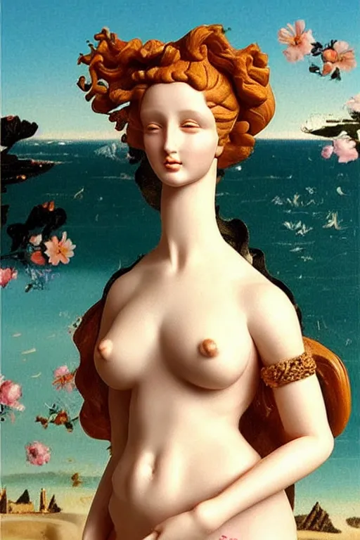 Image similar to beautiful portrait of a woman, the birth of venus collectable toy action figure