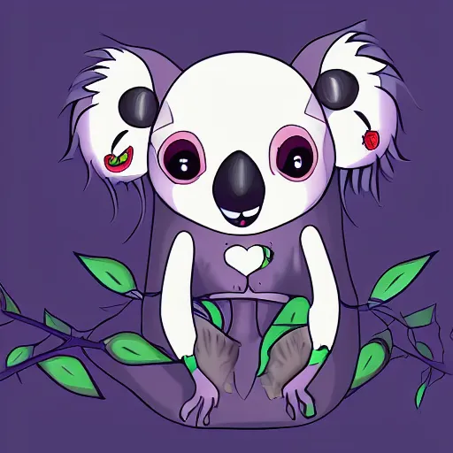 Image similar to a vampire koala, digital art, anime art style