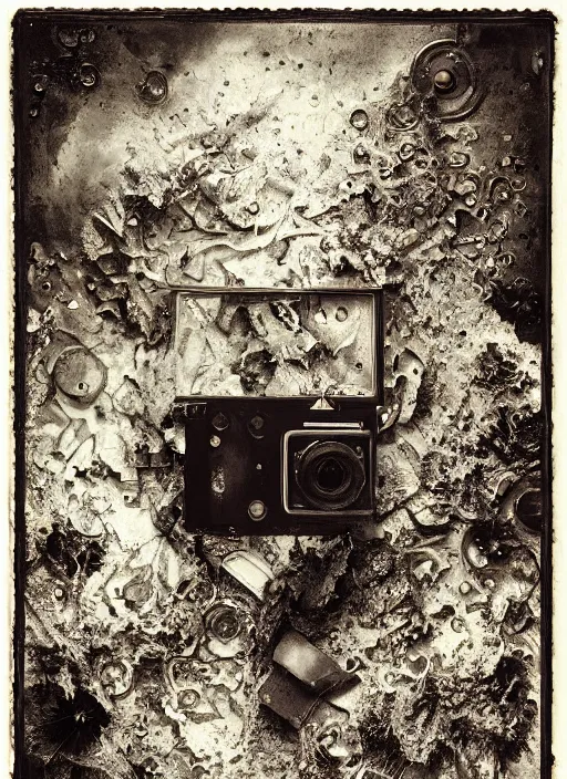 Image similar to old wetplate daguerreotype explosion of data fragments, fractal, intricate, elegant, highly detailed, parallax, leica, medium format, subsurface scattering, by jheronimus bosch and greg rutkowski and louis jacques mande daguerre