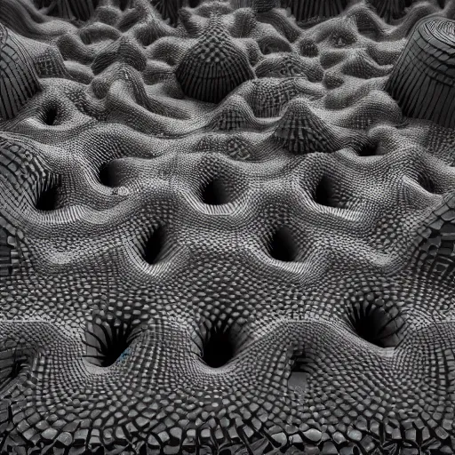 Image similar to photorealistic 3 d rendering of 3 d cellular automata developed. highly detailed octane render and vray, volumetric lighting, raytracing, unreal engine