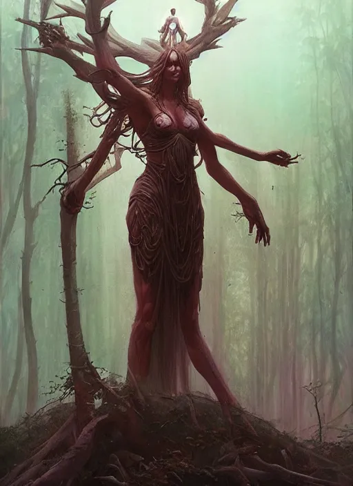 Image similar to Goddess of the forest, trending on Artstation, Greg Rutkowski, Wayne Barlowe