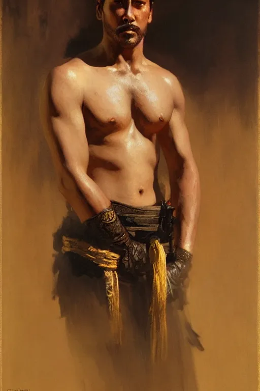 Prompt: attractive male, ghost of tsushima, painting by gaston bussiere, craig mullins, j. c. leyendecker, tom of finland