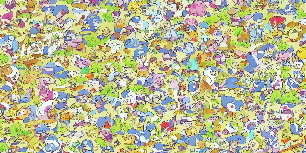 Image similar to a wallpaper pattern by ken sugimori, 8 k resolution