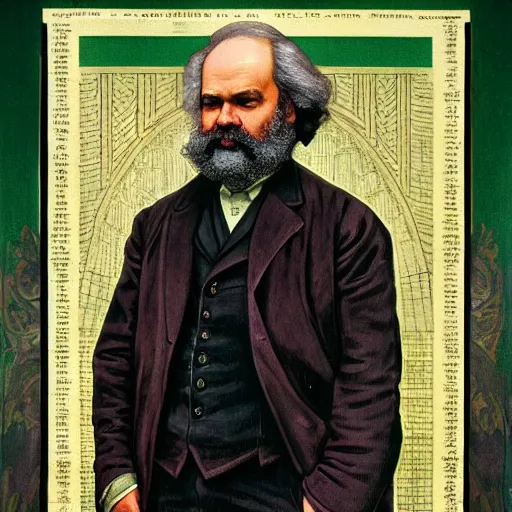 Prompt: a portrait of rainn wilson dressed as karl marx, in a soviet propaganda style, 4 k, ultra detailed, by yperdetailed by alphonse mucha and william - adolphe bouguereau and john william waterhouse