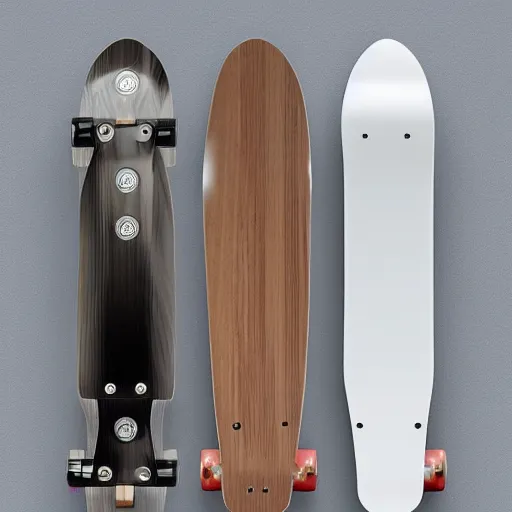 Image similar to futuristic skateboard (1987) designed by Jonathan Ive, product photo, high detail