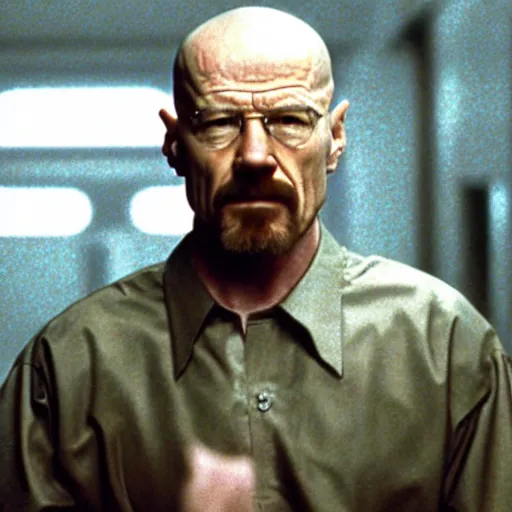 Image similar to movie still of walter white as Neo in Matrix (1999)