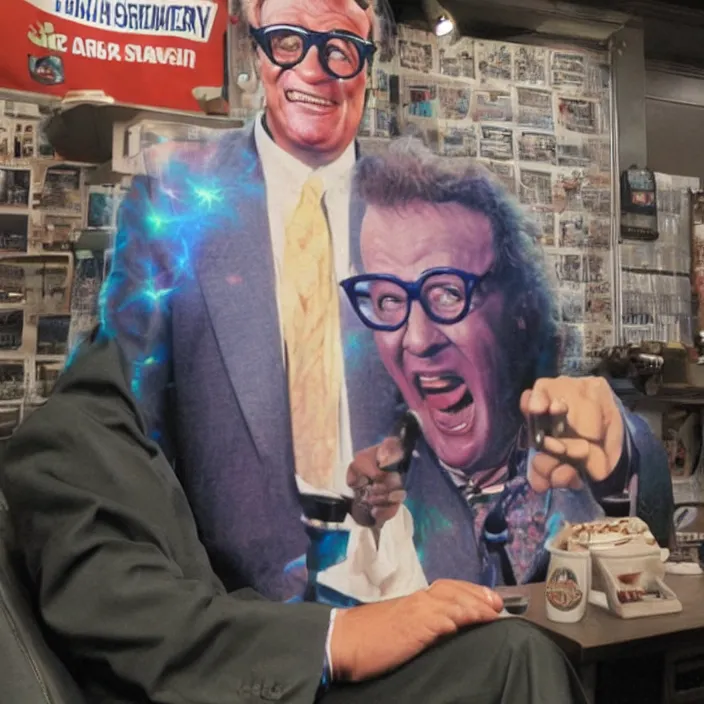 Prompt: hologram of harry caray