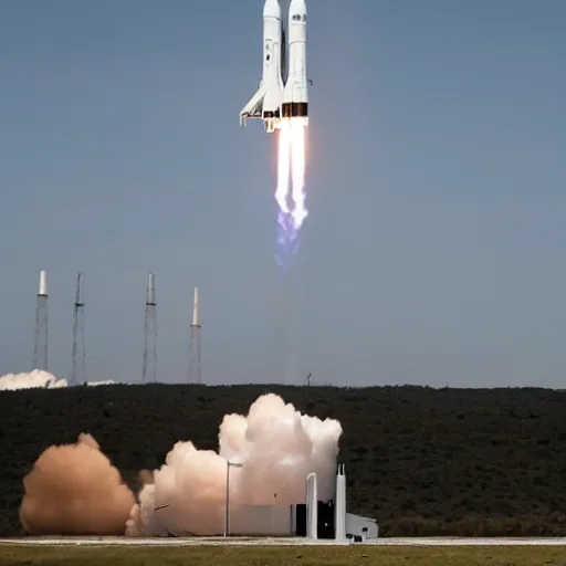 Image similar to a picture of elon musk launching like he's a rocket, full body, dslr, launch test