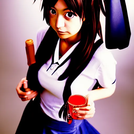 Image similar to professional portrait photograph, realistic photo of haruhi suzumiya from the melancholy of haruhi suzumiya.