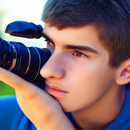 Image similar to teenage boy, photography, 4 k, zoom lens, young male face, ultra - realistic, selfie, phone camera