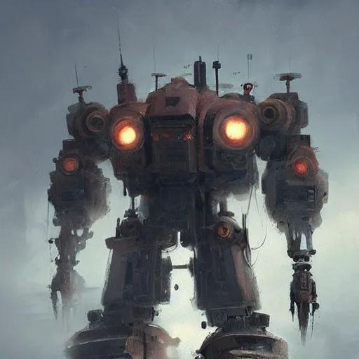 Prompt: gigantic steampunk mecha, dense fog, trending on artstation, jakub rozalski